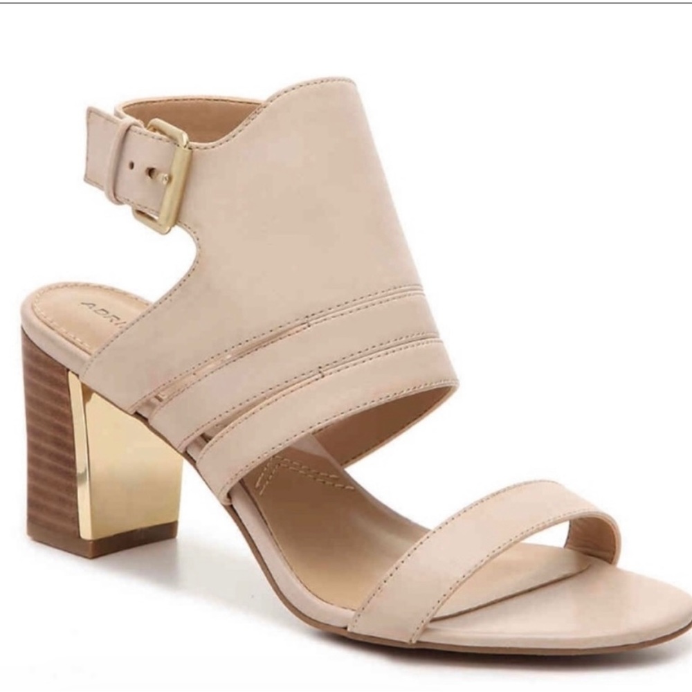 Adrienne Vittadini nude block heel sandals